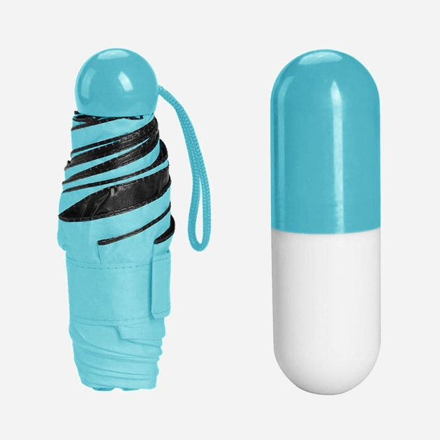 Мини портативный зонт в футляре капсуле UFT механический Light Blue (UFTU1Lightblue) 