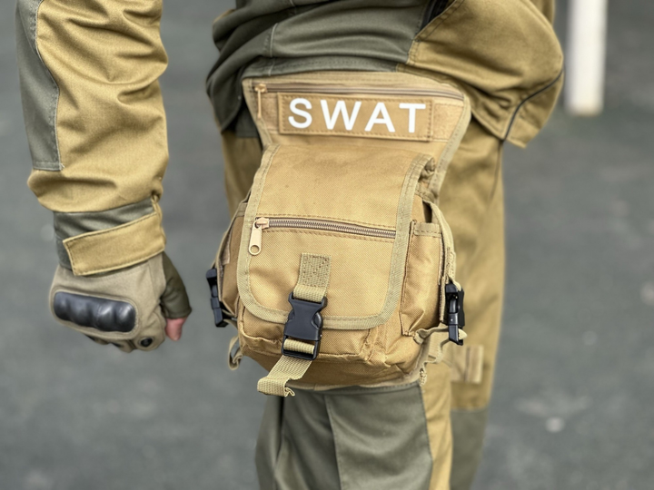 Военная набедренная сумка тактическая Swat армейская сумка на бедро, ногу Tactic штурмовая сумка поясная Койот (300-coyote) - изображение 2