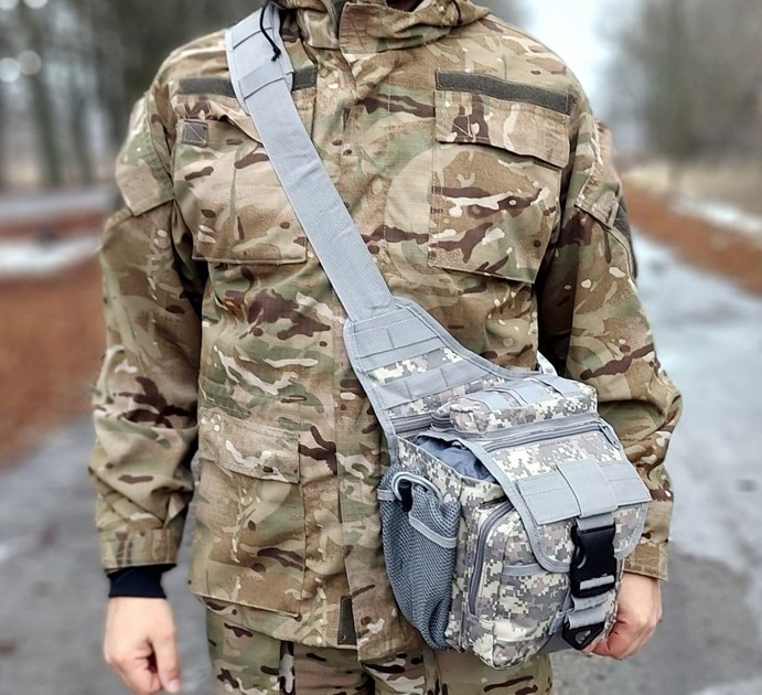 Універсальна тактична сумка через плече Tactic однолямкова військова сумка Піксель (863-pixel) - зображення 2