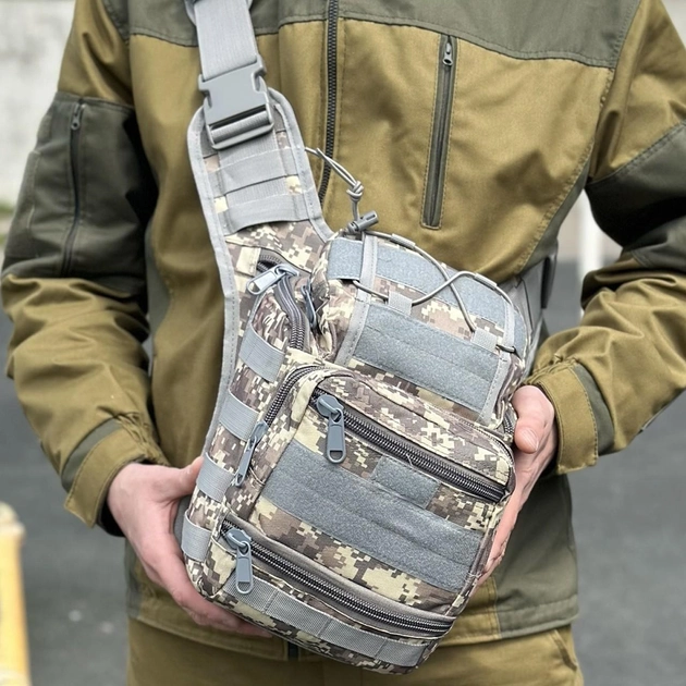 Универсальная тактическая сумка на 20 л плечевая военная сумка Tactic однолямочная сумка Пиксель (NB20-pixel) - изображение 1