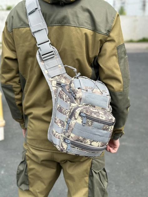 Універсальна тактична сумка на 20 л плечова військова сумка Tactic однолямкова сумка Піксель (NB20-pixel) - зображення 2
