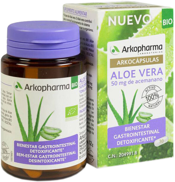 Suplement diety Arkopharma Aloe Vera Bio 30 kapsułek (3578835710526) - obraz 1