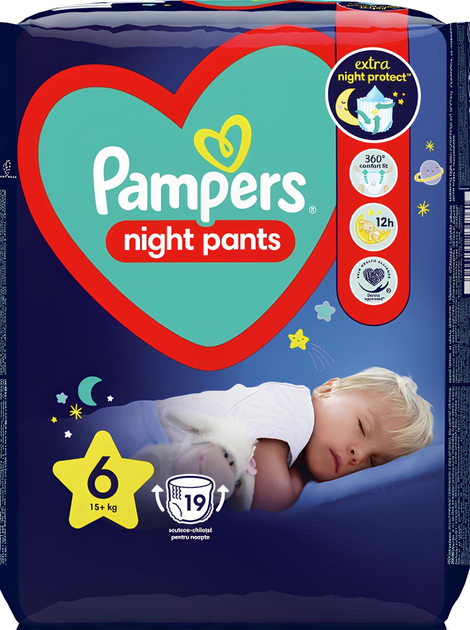 Підгузки-трусики Pampers Night Pants Розмір 6 (15+ кг) 19 шт (8006540234761) - зображення 2
