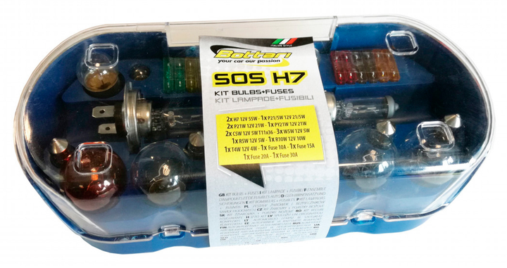 Zestaw żarówek i bezpieczników samochodowych Bottari SOS 2 x H7 30 elementów (8052194305265) - obraz 3