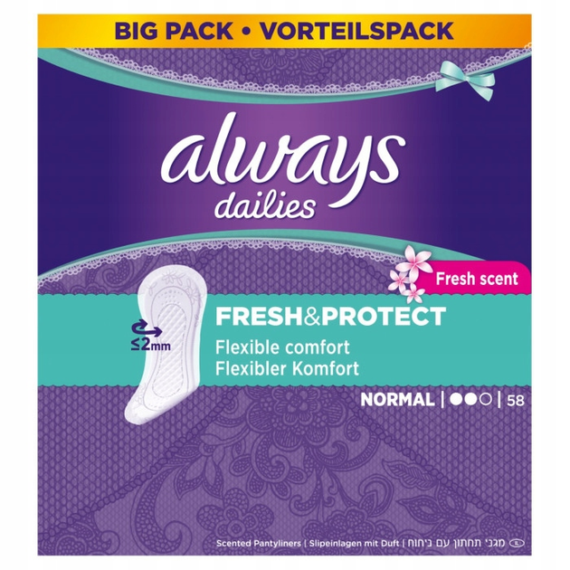 Щоденні гігієнічні прокладки Always Dailies Normal Fresh & Protect 58 шт (4015400565574) - зображення 3
