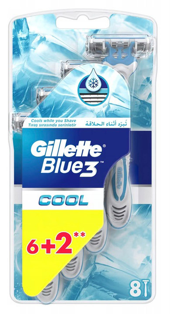 Maszynka jednorazowa do golenia Gillette Blue3 Cool 8 szt (7702018457342) - obraz 1