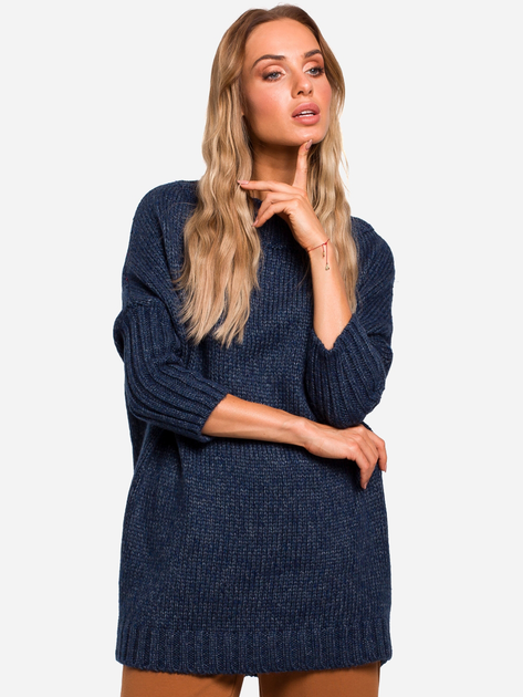 Sweter z golfem damski długi Made Of Emotion M470 L/XL Granatowy (5903068452208) - obraz 1