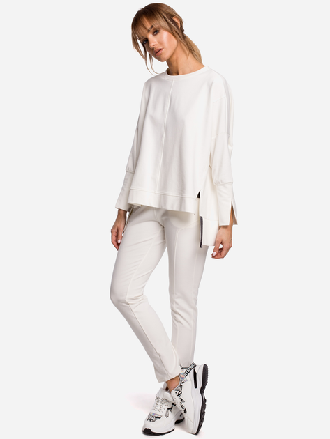 Bluza damska bez kaptura oversize Made Of Emotion M491 S/M Ecru (5903068475009) - obraz 3