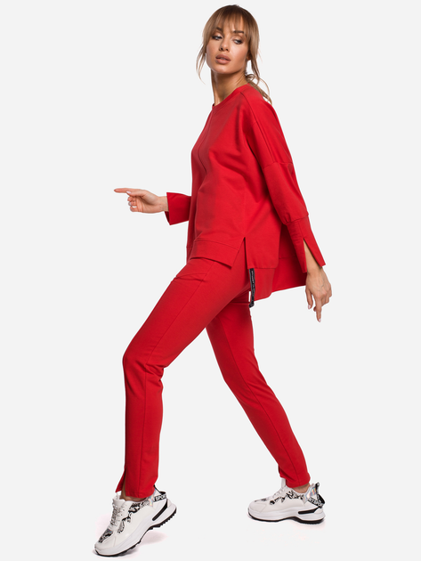 Bluza damska bez kaptura oversize Made Of Emotion M491 S/M Czerwona (5903068474941) - obraz 4