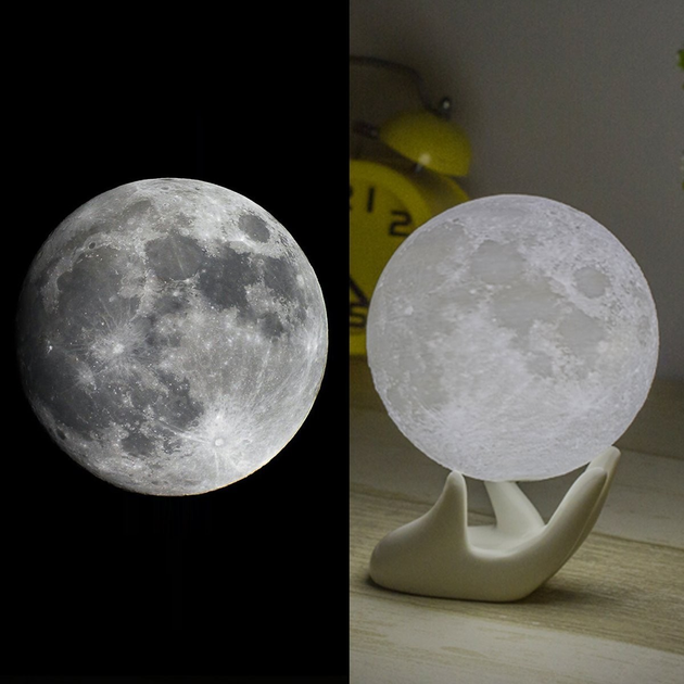 Бездротова лампа дитячий Нічник Місяць 3D AVVS tech Moon Lamp G-7 original - зображення 5