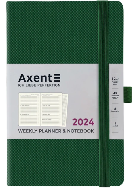 Щотижневик 125*195 AXENT 2024 Partner Soft Diamond смарагдовий (8518-24-55-A) - Фото 1 Щотижневик 125*195 AXENT 2024 Partner Soft Diamond смарагдовий (8518-24-55-A) - изображение 1