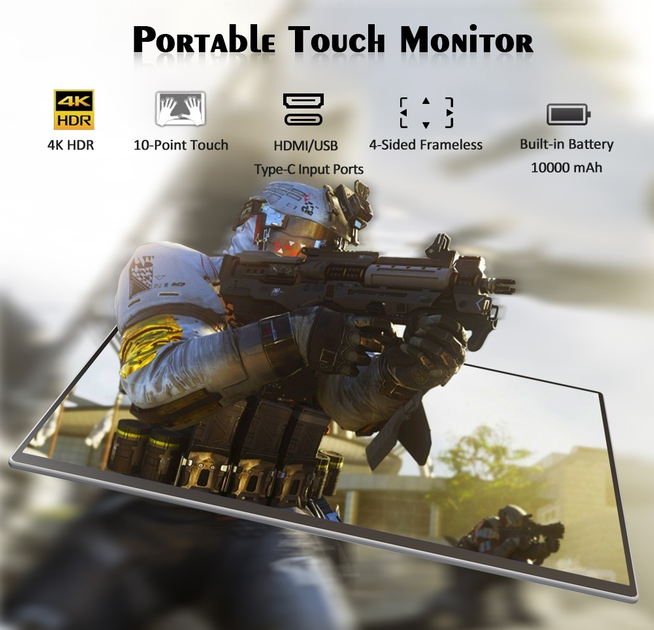 Портативний ультратонкий 4K монітор Sibolan 15.6" 3840*2160 UHD IPS - изображение 2