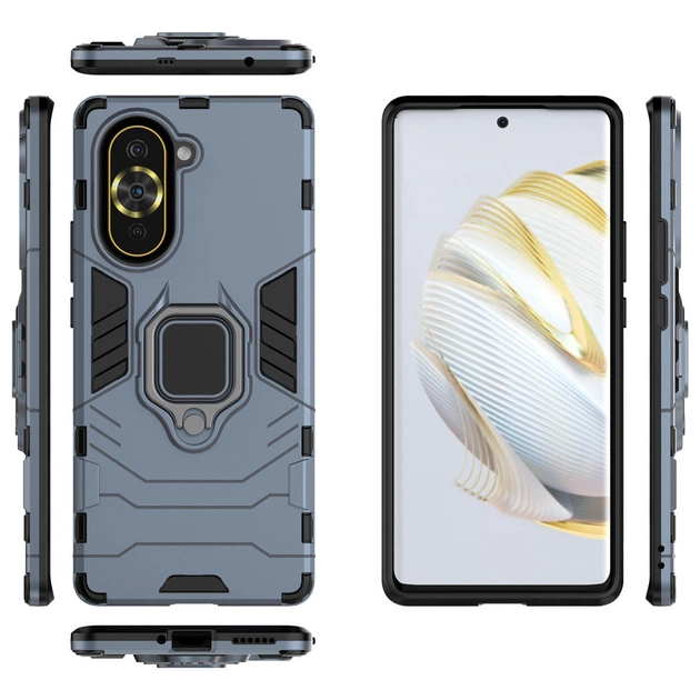 Чехол Fiji Ring для Huawei Nova 10 бронированный бампер с кольцом подставкой темно-синий - Фото 3 Чехол Fiji Ring для Huawei Nova 10 бронированный бампер с кольцом подставкой темно-синий - изображение 3