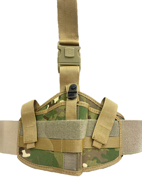 Кобура тактическая для пистолета, армейский подсумок для оружия на ногу, Камуфляж зеленый - изображение 2