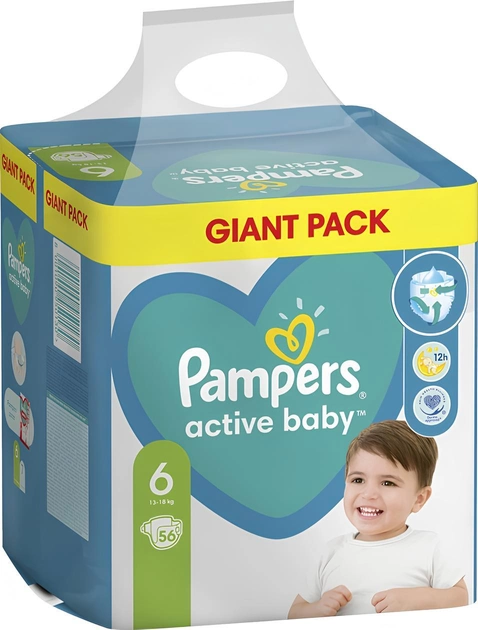 Pieluchy Pampers Active Baby Rozmiar 6 (13-18 kg) 56 szt (8001090950130) - obraz 2