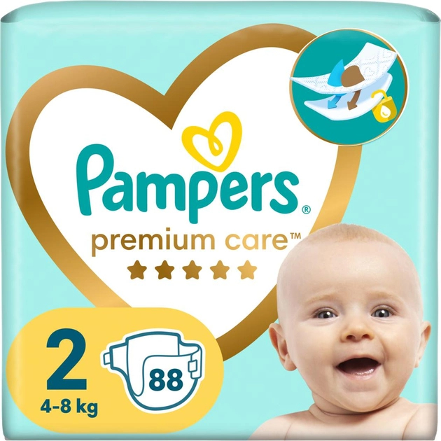 Pieluchy Pampers Premium Care Rozmiar 2 (4-8 kg) 88 szt (8006540857717) - obraz 1