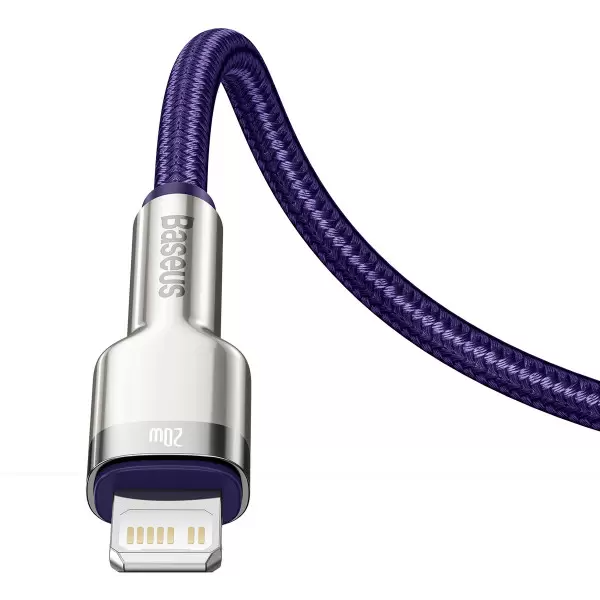 Кабель Baseus CATLJK-B05 Cafule Metal Type-C to Lightning PD 20W 2m purple - изображение 3