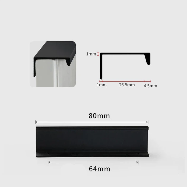 Ручка-планка в торець LEEDIS B-6805-64 (80mm) Чорна - зображення 2