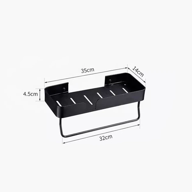 Полиця для ванної з алюмінію Miken AF-01С (Al-Rectangular) 35cm Чорна - зображення 2