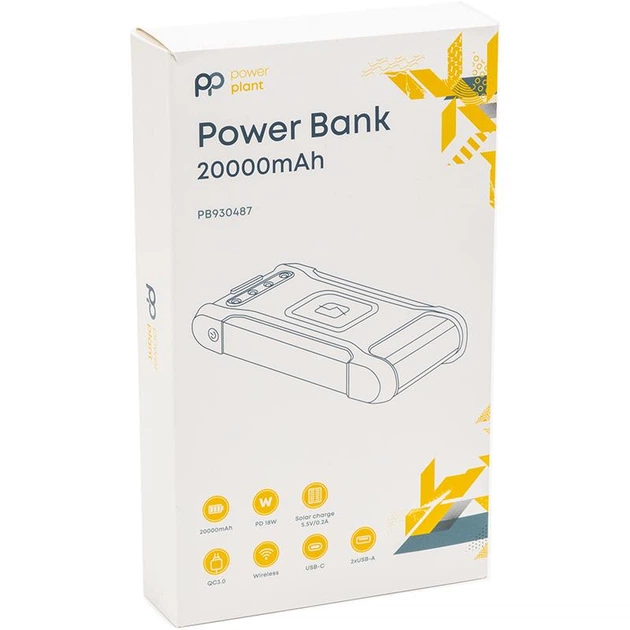 Универсальная мобильная батарея PowerPlant 20000mAh, Wireless, Solar panel (PB930487) - изображение 6