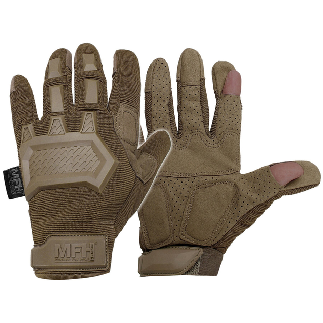 Тактичні рукавиці MFH Action Темний койот M - зображення 1