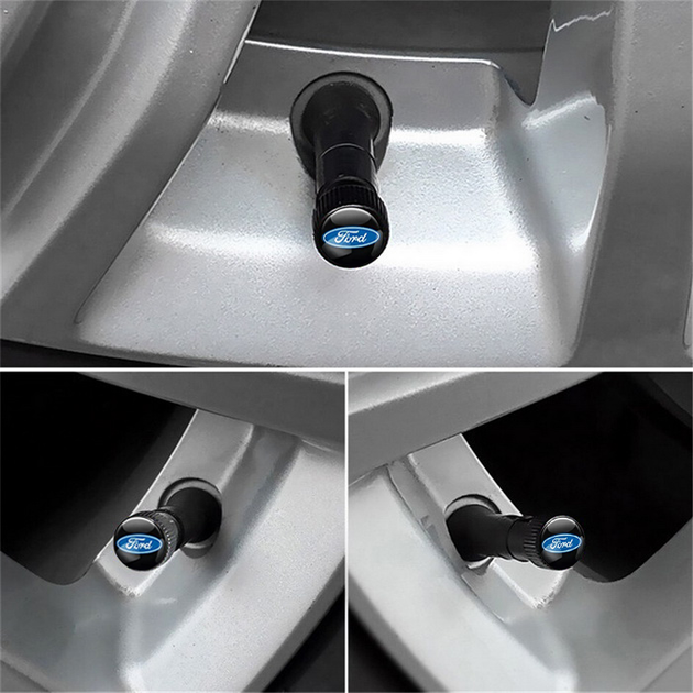 Набор защитных колпачков SUNROZ Caps на ниппель для автомобиля Ford Premium Style Black Форд 4 штуки (A-67598) - изображение 3