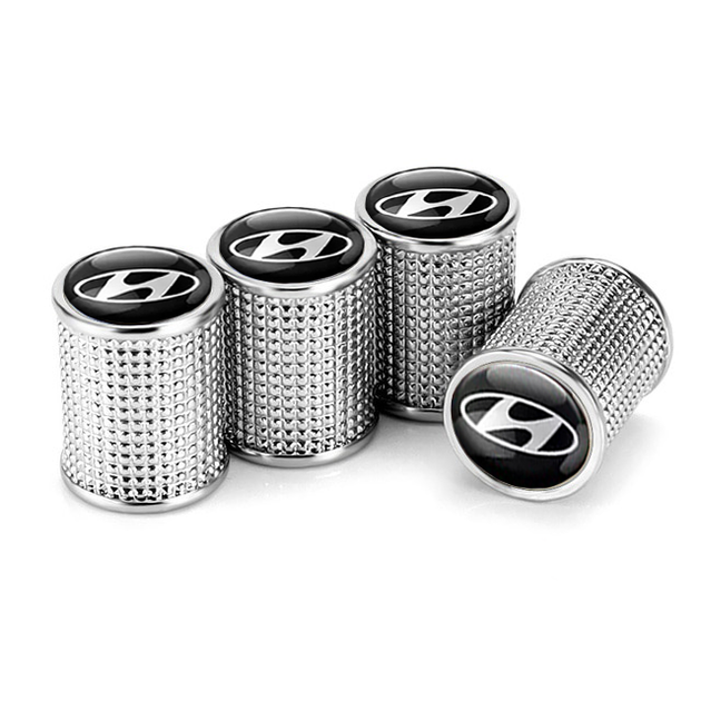 Набір захисних ковпачків SUNROZ Caps на ніпель для автомобіля Хюндай Lux Silver Hyundai (метал) 4 штуки (A-67516) - зображення 3
