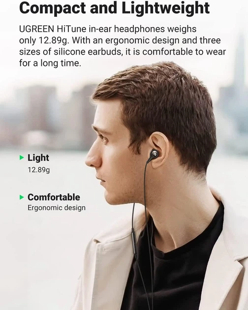 Проводные наушники с микрофоном UGREEN HiTune 3.5mm Black - изображение 5