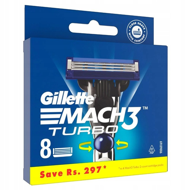Змінні картриджі для гоління Gillette Mach 3 Turbo 8 шт (7702018416400) - зображення 1