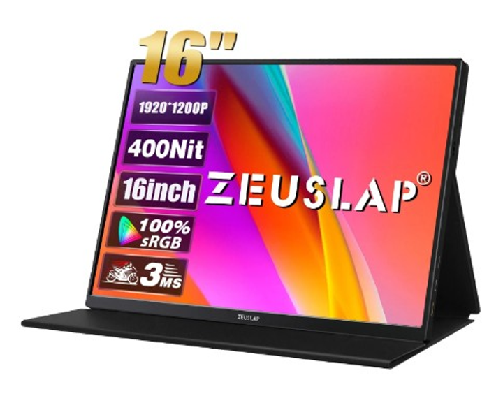 Портативный монитор Zeuslap P16 ультратонкий 16" 1920 х 1200 IPS с чехлом, VESA - изображение 1