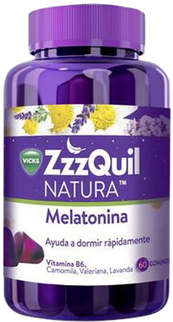 Suplement diety Vicks Zzzquil Natura Melatonin Mango&Banana Flavour 60 Units (8006540795552) - obraz 1