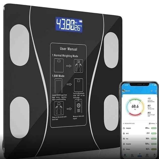 Весы напольные А-525O умные фитнес весы с Bluetooth блютуз до 180 кг смарт весы с приложением для телефона - изображение 7