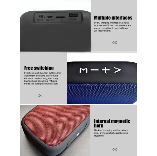 Колонка мини портативная Bluetooth с поддержкой microSD со встроенным аккумулятором, Синий - изображение 7