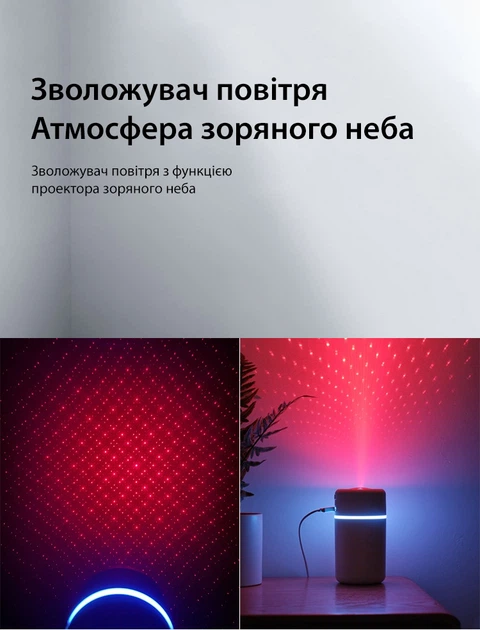Ультразвуковой увлажнитель воздуха 300 мл со встроенной LED подсветкой Axacam DQ-120 Pink - изображение 2