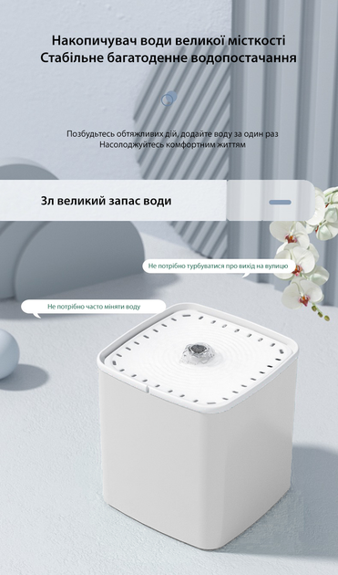 Питний фонтан для котів та собак 3 літри безшумна поїлка-диспенсер для домашніх тварин з фільтром Axacam Q01 White - Фото 6 Питний фонтан для котів та собак 3 літри безшумна поїлка-диспенсер для домашніх тварин з фільтром Axacam Q01 White - зображення 6