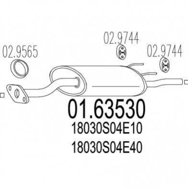 Глушитель MTS 0163530 Honda Civic 18030S04E10, 18030S04E40, 18307SR4J41 - изображение 1