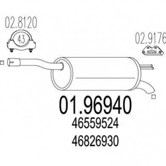 Глушник MTS 0196940 Fiat Doblo 46559524, 46826930, 46844552 - зображення 1