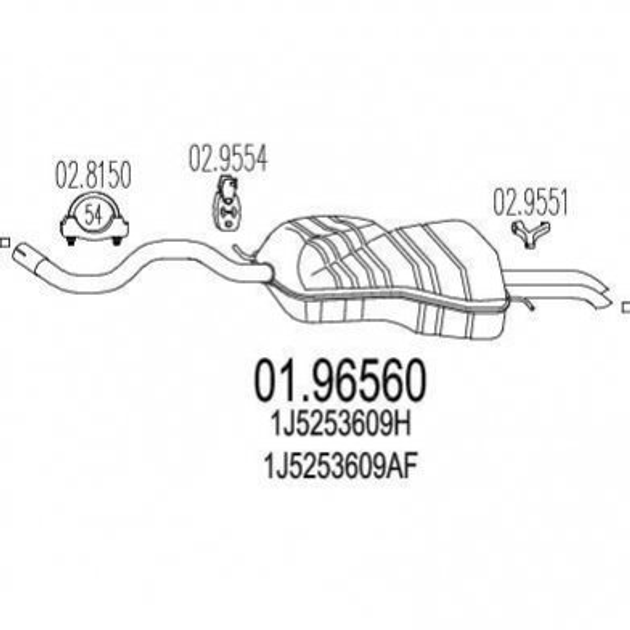 Глушитель MTS 0196560 Volkswagen Bora, Golf; Seat Toledo; Skoda Octavia 1J5253609AF, 1J5253609H - изображение 1