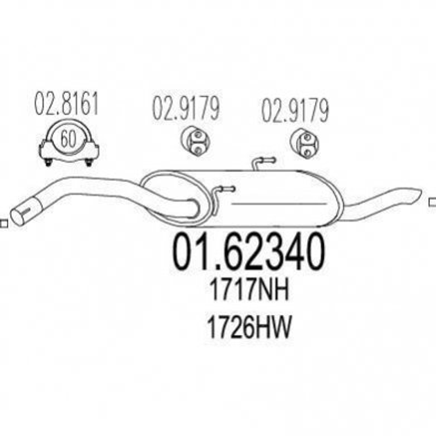 Глушитель MTS 0162340 Citroen Jumpy; Fiat Scudo; Peugeot Expert, 806 9456202280, 9456188780, 9456188680 - изображение 1