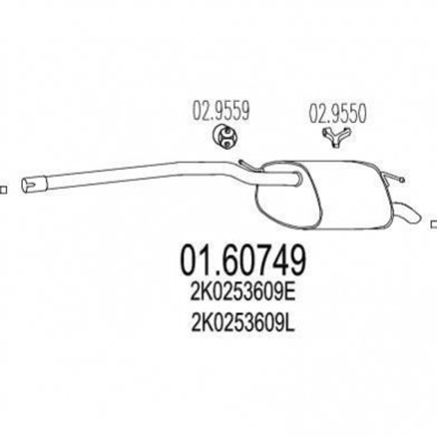 Глушитель MTS 0160749 Volkswagen Caddy 2K0253609E, 2K0253609L - изображение 1