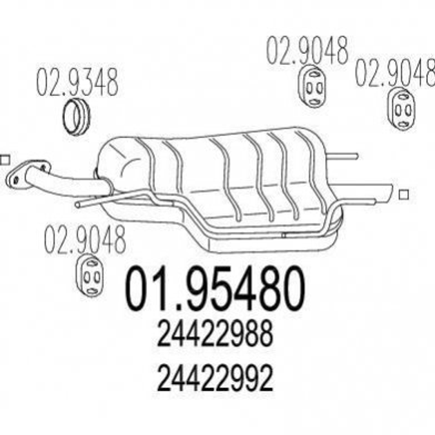 Глушник MTS 0195480 Opel Astra 24422992, 24423001, 24423005 - зображення 1