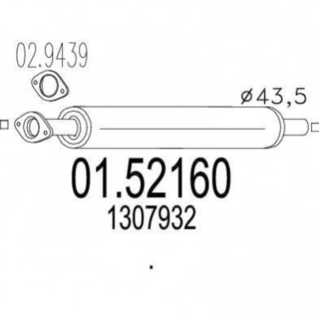 Глушник середній MTS 0152160 Ford Focus, C-Max; Volvo S40, C30 1307932 - зображення 1