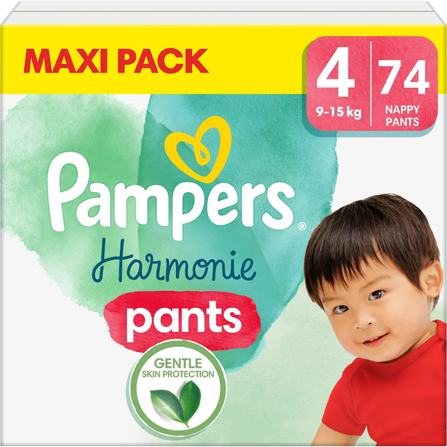 Підгузки-трусики Pampers Harmonie Nappy Pants Розмір 4 (9-14 кг) 74 шт (8006540929322) - зображення 1