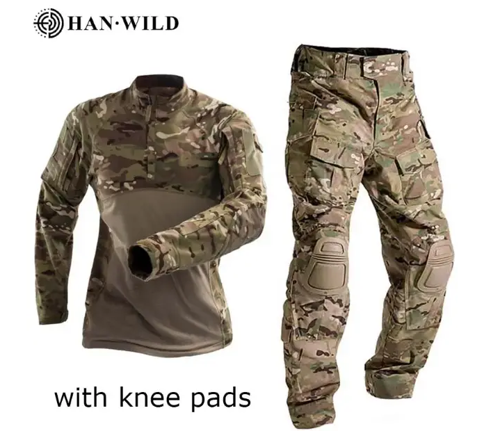 Тактичний демісезонний військовий костюм форма Han Wild сорочка з довгим рукавом, штани+наколінники р.3XL - зображення 1