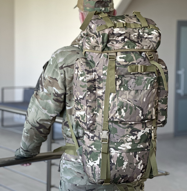 Туристичний великий рюкзак Tactic похідний військовий рюкзак на 65 л тактичний рюкзак Мультикам (ta65-multicam) - зображення 2