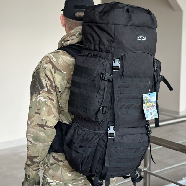 Туристичний великий рюкзак Tactic похідний військовий рюкзак рюкзак на 90 л тактичний рюкзак Чорний (new-tur90-black) - зображення 1