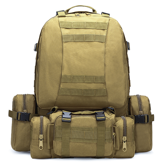 Рюкзак тактический +3 подсумка AOKALI Outdoor B08 75L Sand военный на регулируемых шлейках для тренировок - зображення 2