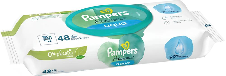 Chusteczki nawilżane Pampers Harmonie Aqua Baby Wipes 48 szt (8006540458563) - obraz 3