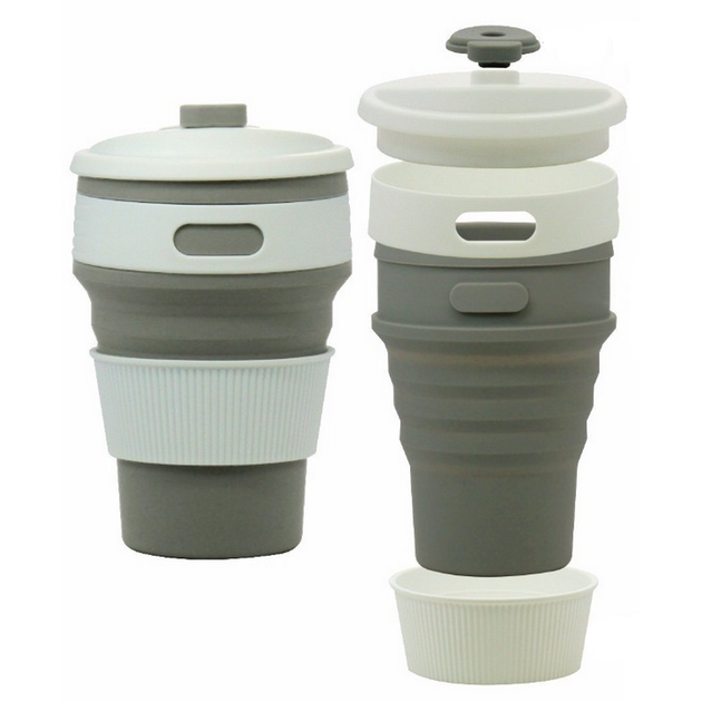 Склянка складна 350 мл, Silicon Magic Cup, Сіра - Фото 8 Склянка складна 350 мл, Silicon Magic Cup, Сіра - изображение 8