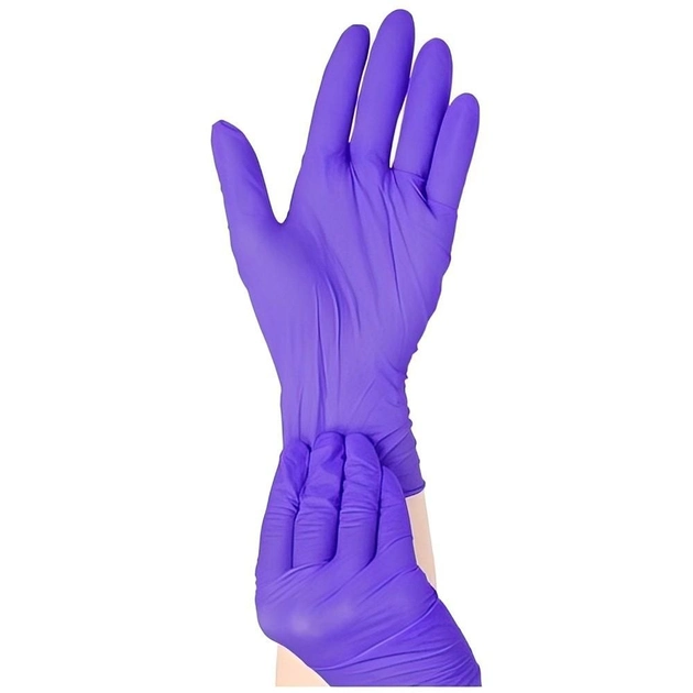Перчатки нитриловые фиолетовые нестерильные HOFF MEDICAL (10уп./коробка) Размер S - изображение 2